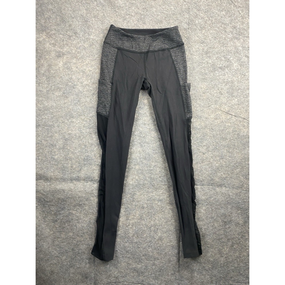 Beyond Yoga Heather Gray Leggings Pants Black Mesh, Size S Pilates Running Yoga
